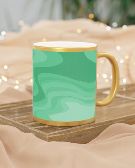 Mint Green Wavey 11 oz Metallic Mug (Silver\Gold)