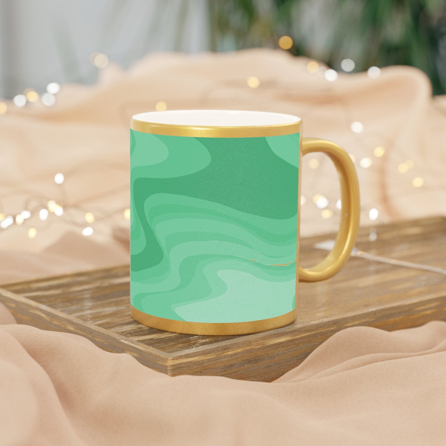 Mint Green Wavey 11 oz Metallic Mug (Silver\Gold)