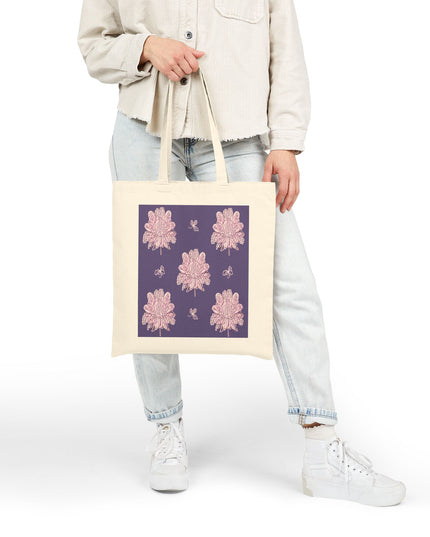Magenta Floral Butterflies Cotton Canvas Tote Bag