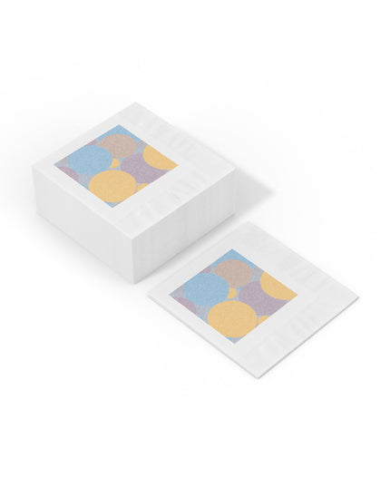 Pastel Baby Blue and Peach Patches White Coined Napkins, 4.8" x 4.8"