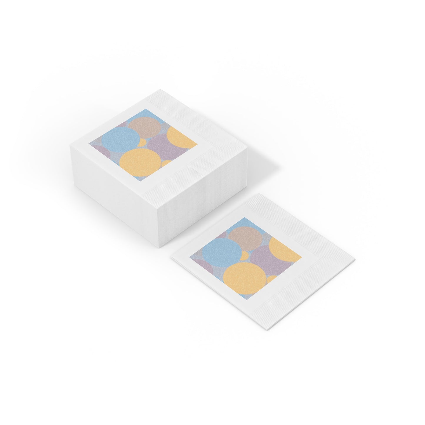 Pastel Baby Blue and Peach Patches White Coined Napkins, 4.8" x 4.8"