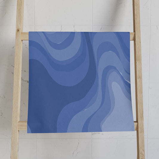 Deep Blue Wavey Hand Towel, 16" x 28"