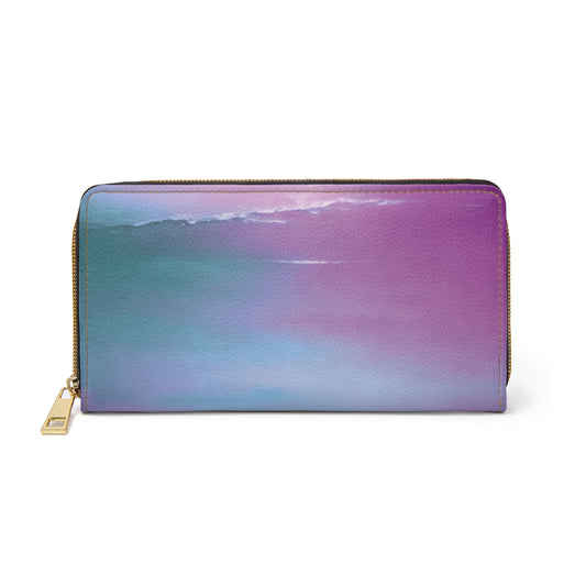Dark Blue Green Sea Purple Fog Elegant Abstract Zipper Wallet - Stylish & Functional Accessory for Everyday Use