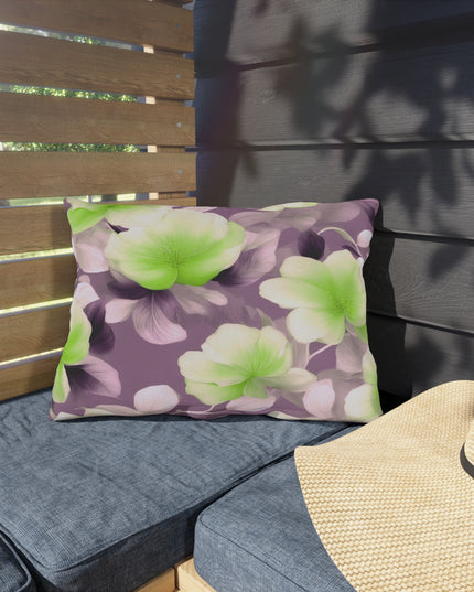 Lime Lavender Floral Bunch Outdoor Pillow, 20" x 14"