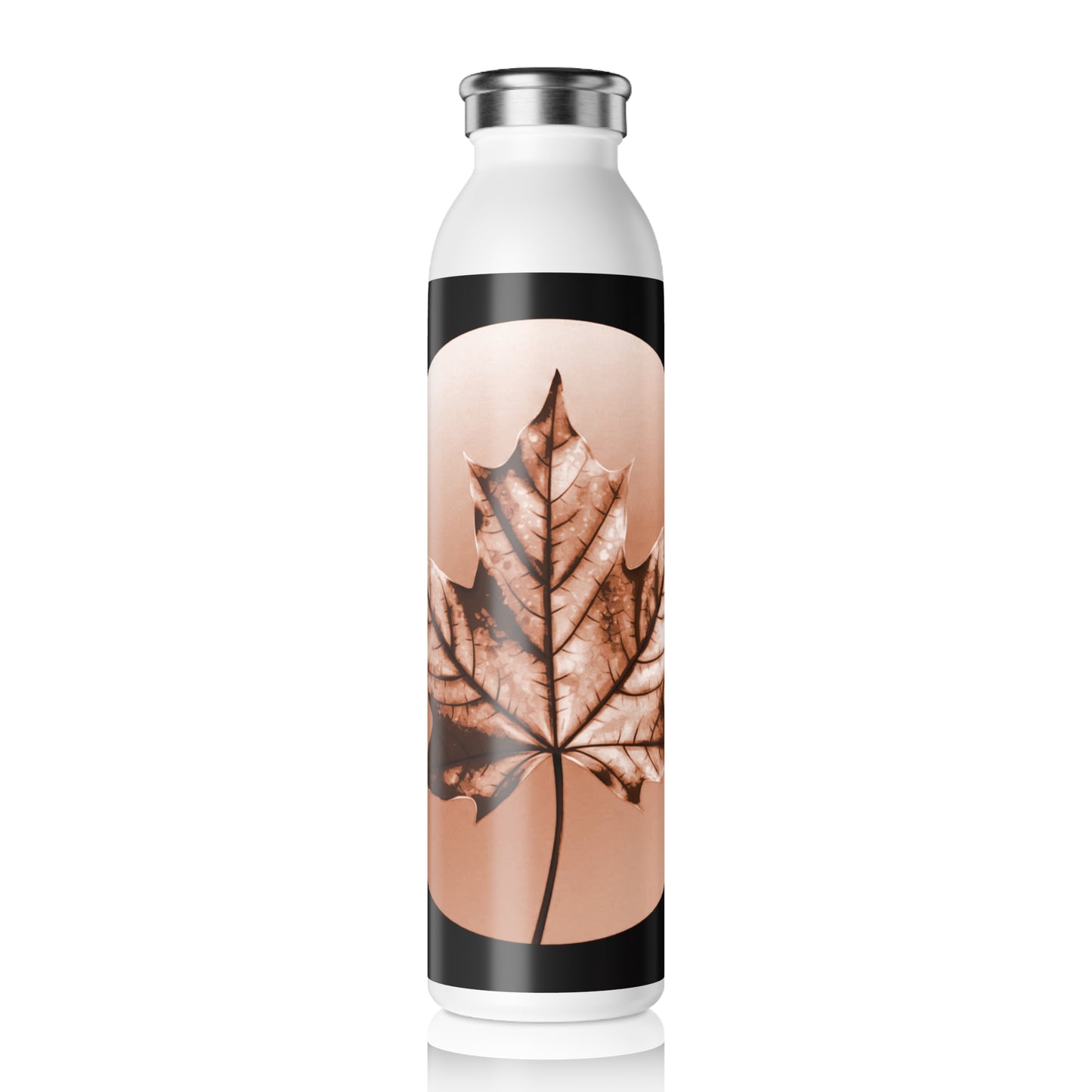 Soft Maple Leaf Slim Water Bottle, 20 oz White
