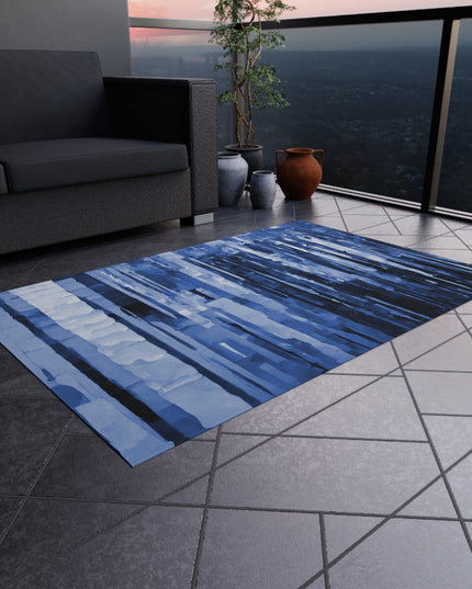 Striped Deep Blue 48" x 72" Outdoor Rug