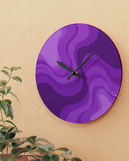 Wavey Purple Wavey 10.75" x 10.75" Round or Square Acrylic Wall Clock