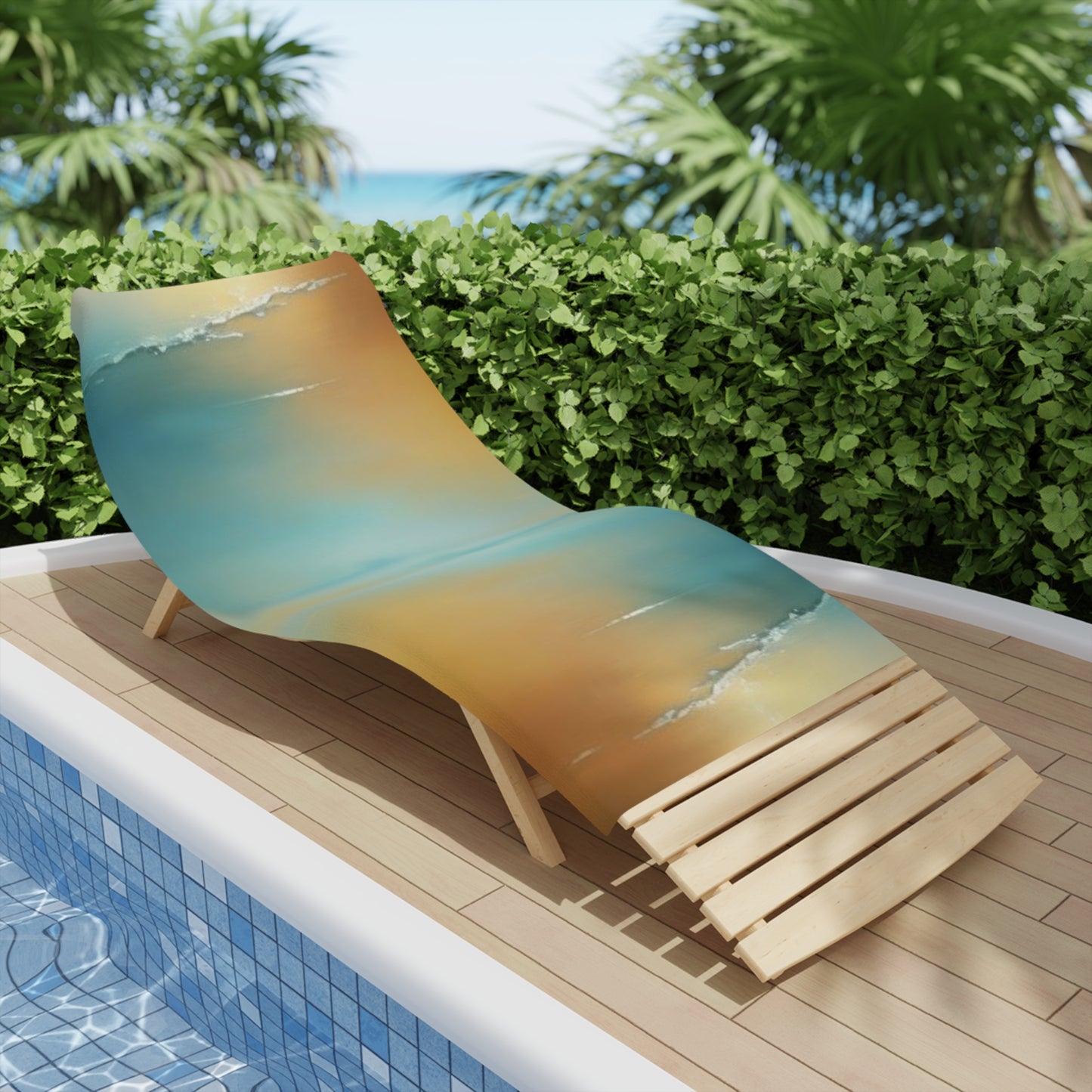 Blue Sea Red Orange Fog Beach Towel, 30" x 60"