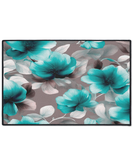 Tif Green Gray Floral Bunch Heavy Duty Floor Mat, 18" x 27"
