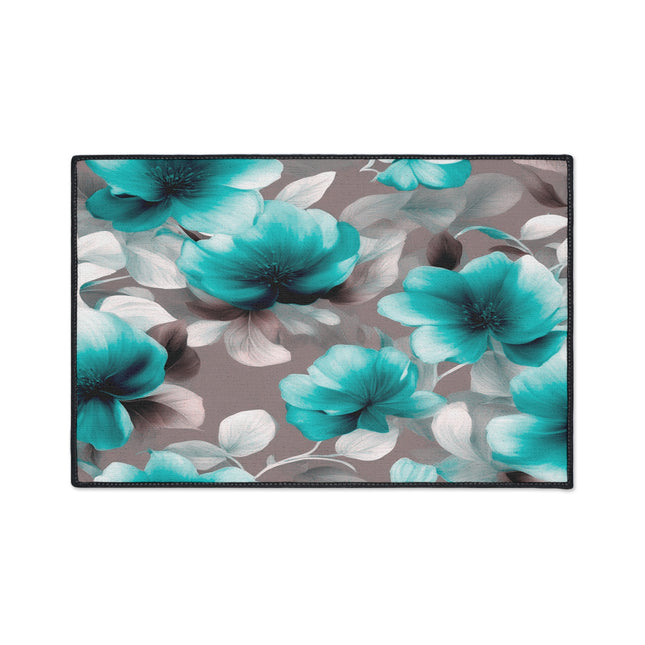 Tif Green Gray Floral Bunch Heavy Duty Floor Mat, 18" x 27"