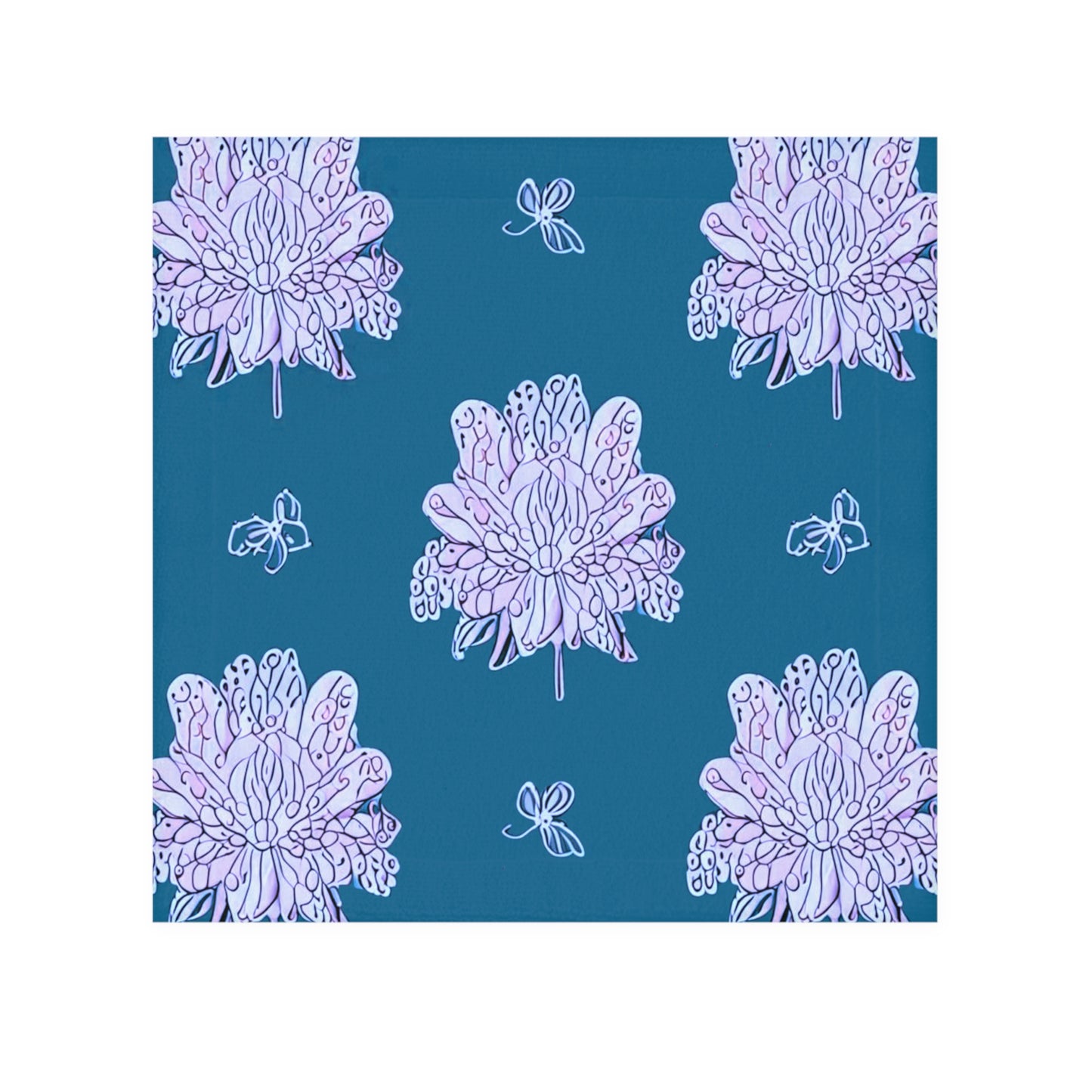 Lavender Floral Butterflies Face Towel, 13" x 13"