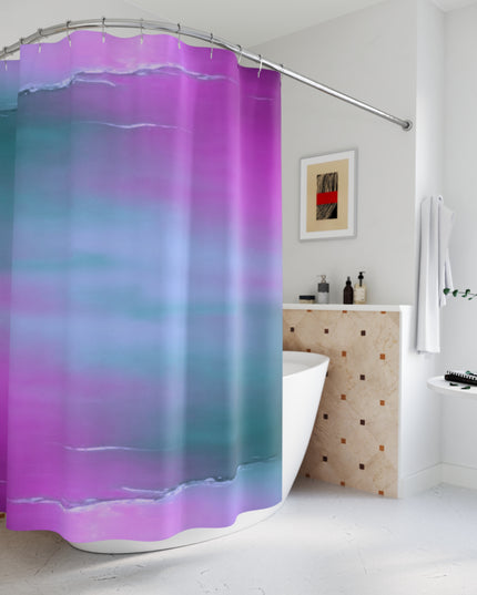 Dark Blue Green Sea Purple Fog Shower Curtains, 71" x 74"