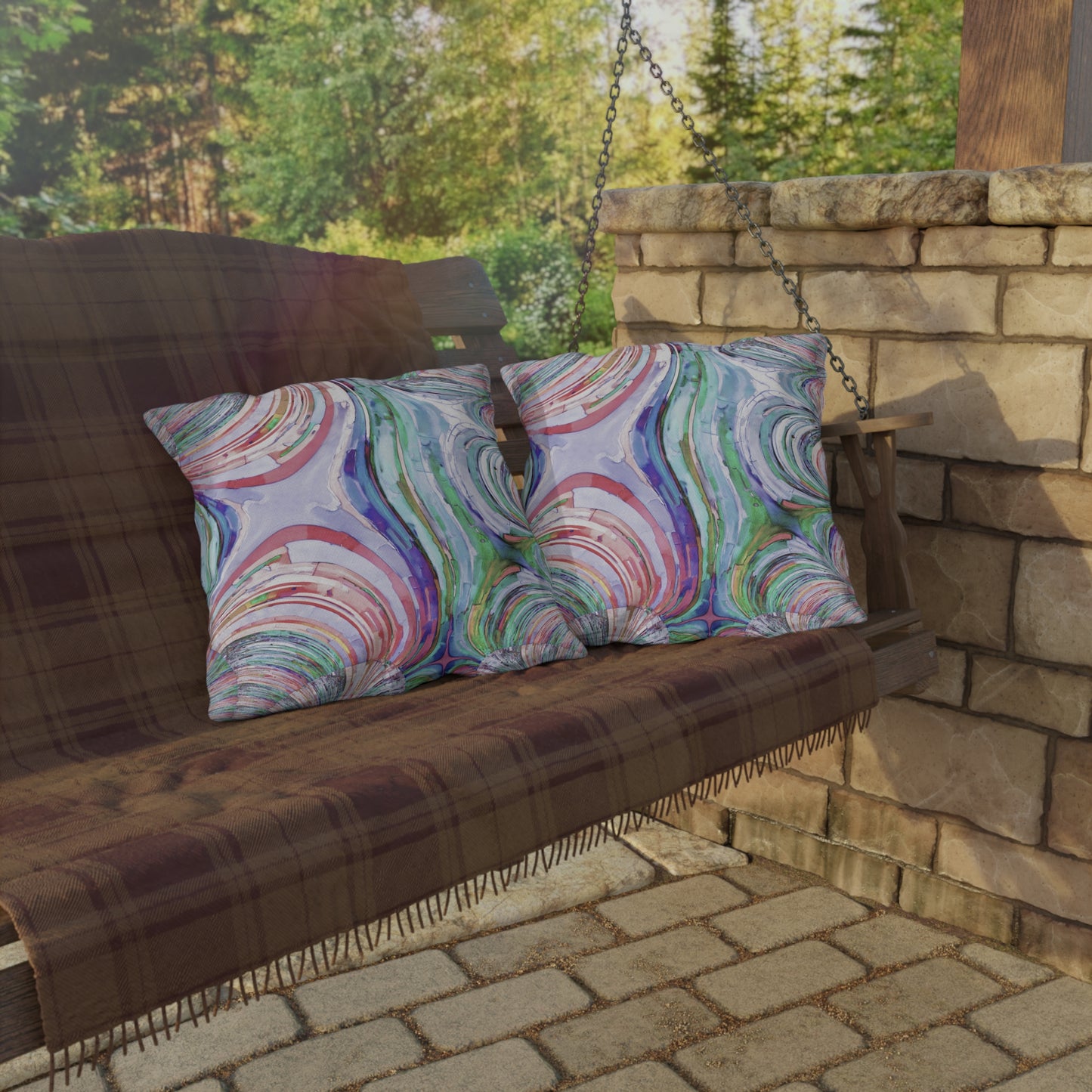 Uzi Spiral Pastels 20" x 20" Outdoor Pillow