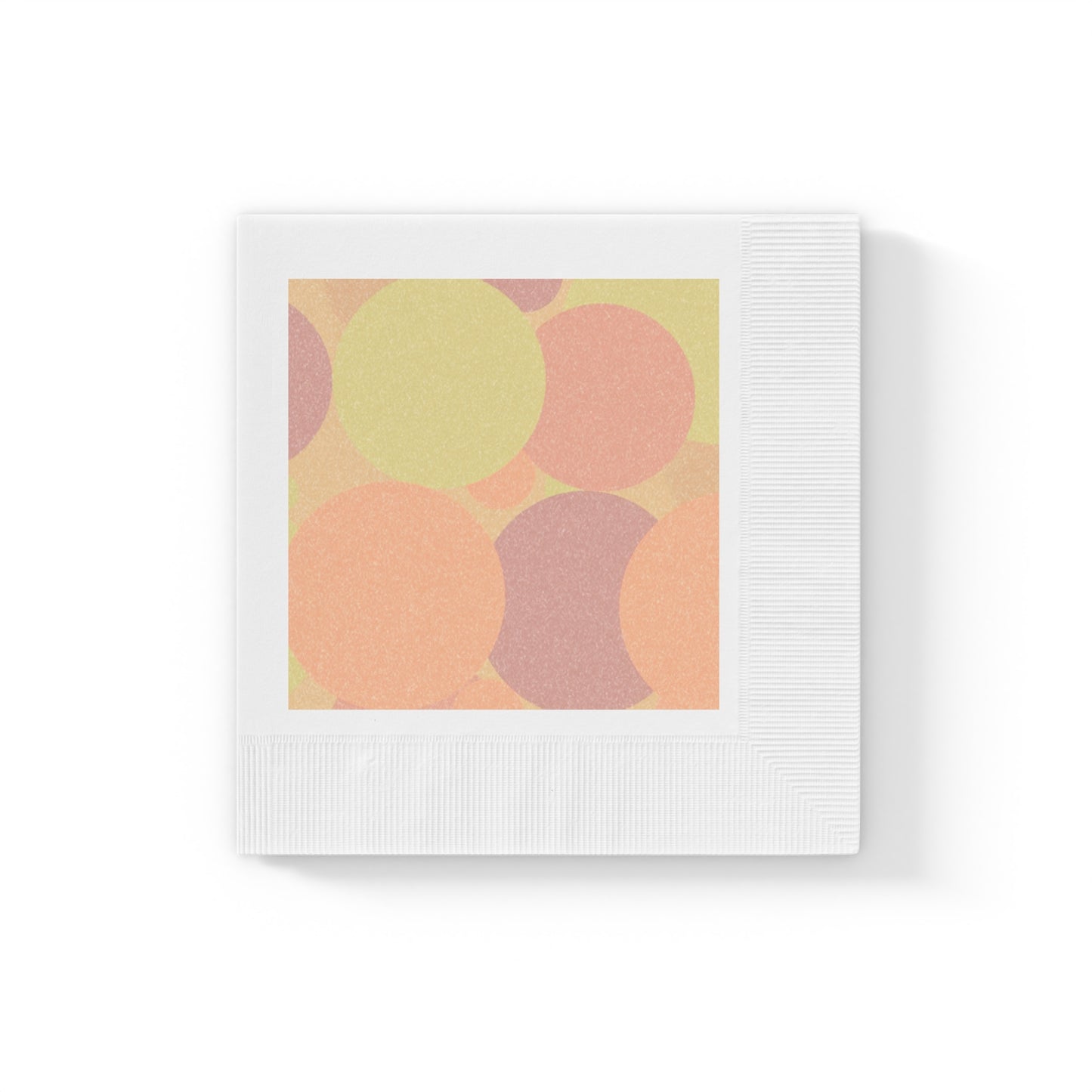 Pastel Hot Peach Patches White Coined Napkins, 6.5" x 6.5"