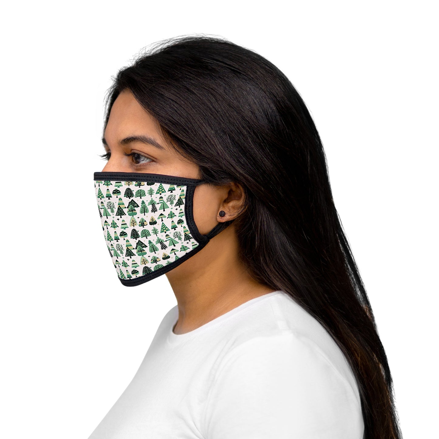 Mini Vintage Green Trees Mixed-Fabric Face Mask