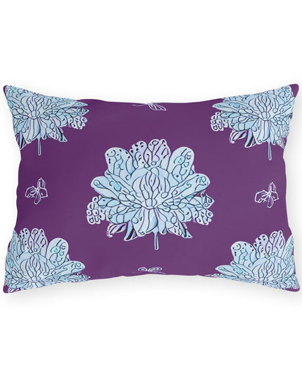 Blue Floral Butterflies 20" x 14" Outdoor Pillow