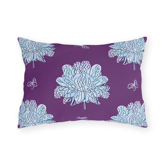 Blue Floral Butterflies 20" x 14" Outdoor Pillow