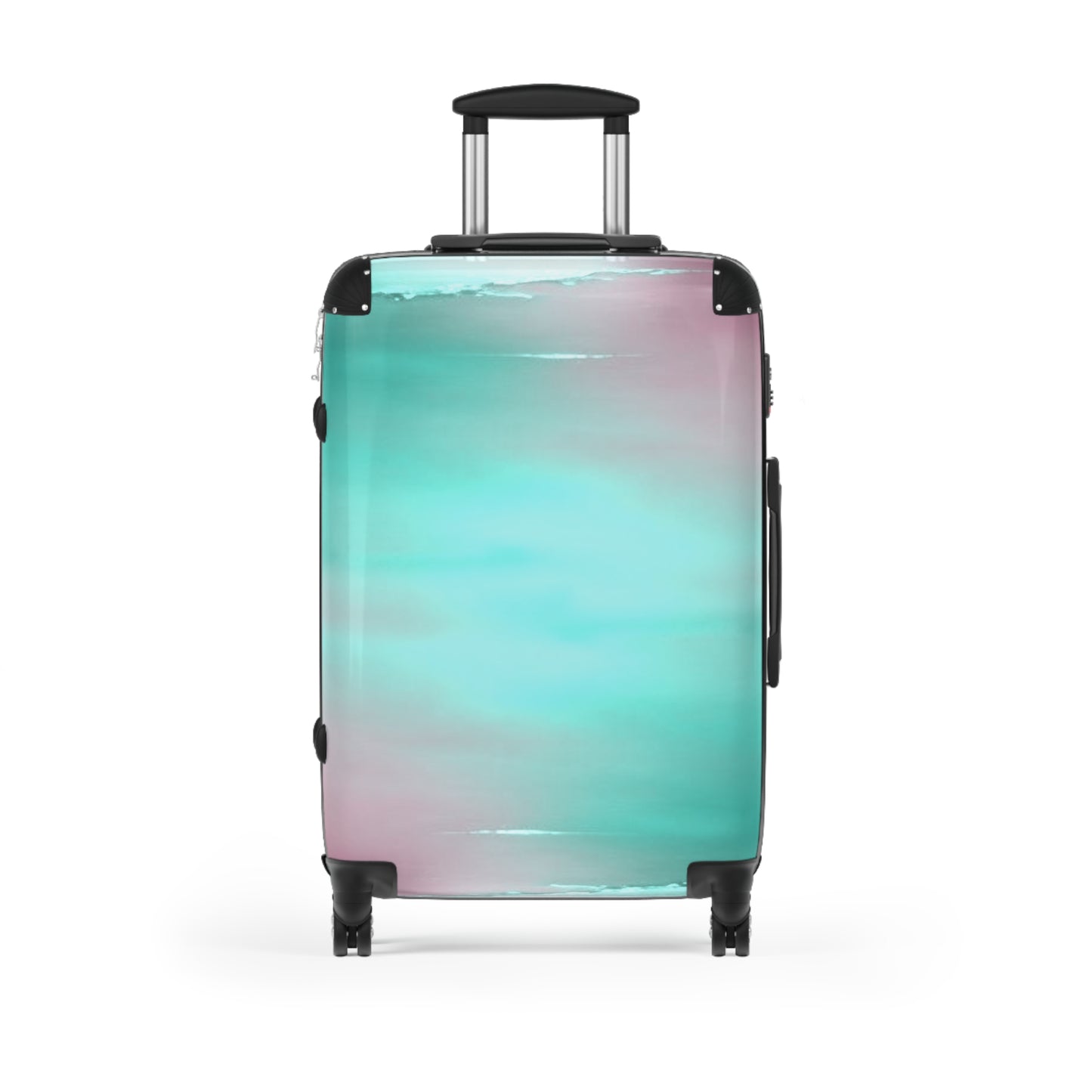 Green Sea Lavender Fog Medium Suitcase with built in lock, 4 double-wheels, telescopic handle, and ABS back hard-shell