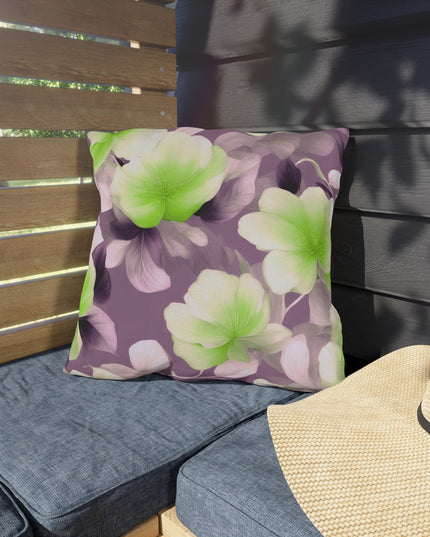 Lime Lavender Floral Bunch 18" x 18" Outdoor Pillow