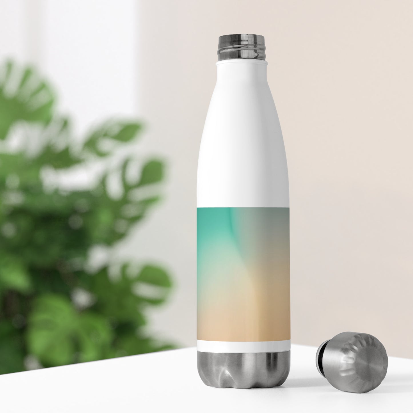 Peachy Green Fade 20oz Insulated White Water Bottle