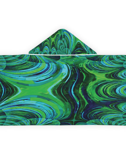 Uzi Spiral Blue Green Youth Hooded Towel, 24" x 48"