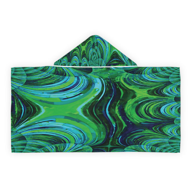 Uzi Spiral Blue Green Youth Hooded Towel, 24" x 48"
