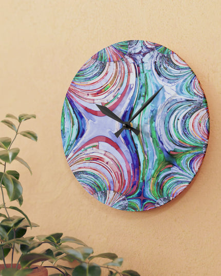 Uzi Spiral Pastels Acrylic Wall Clock, Round or Square, 10.75" x 10.75"