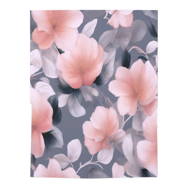 Peach and Blue Gray Floral Bunch Baby Swaddle 30″×40″ Blanket