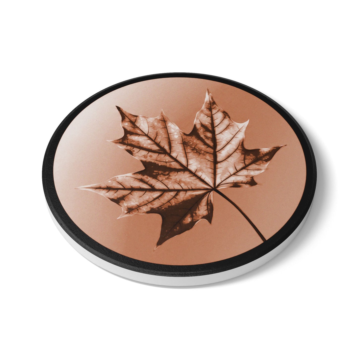 Soft Maple Leaf 4" x 4" Round Ceramic Coaster