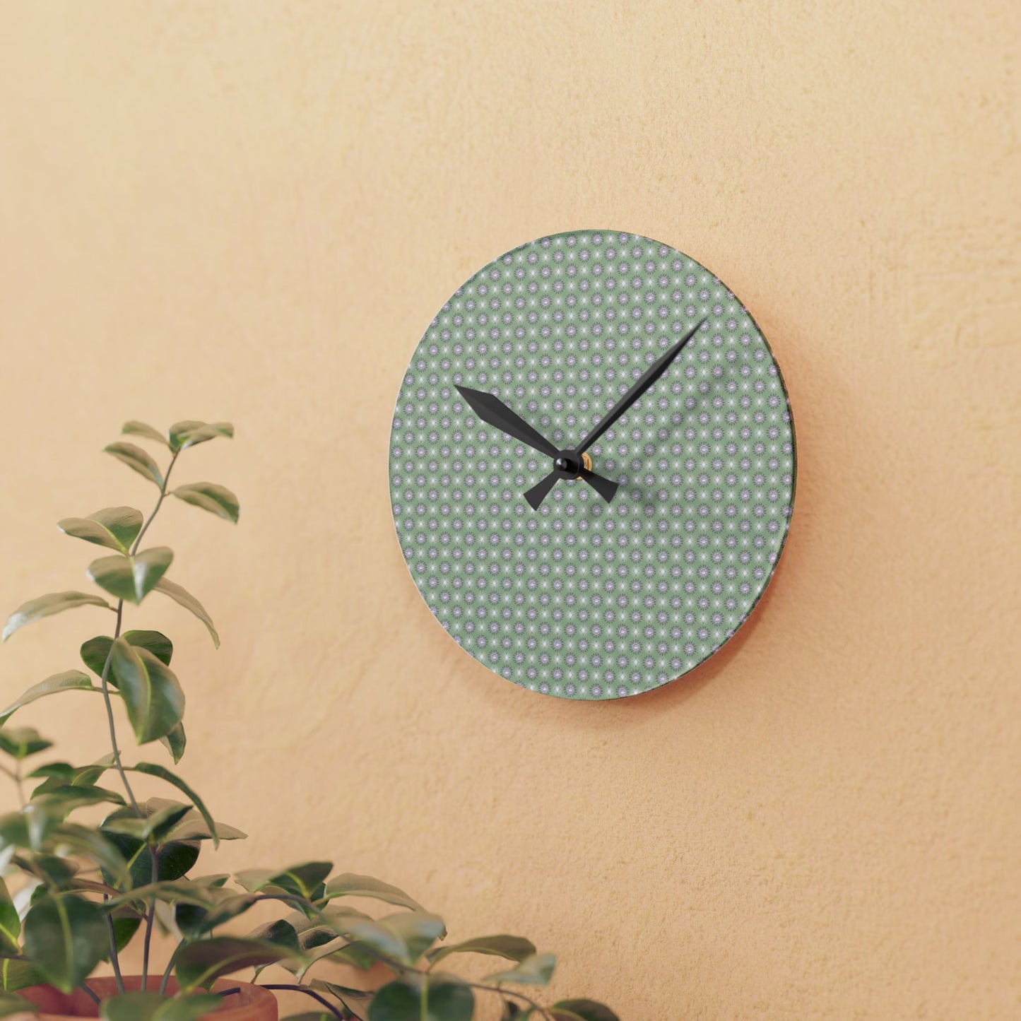 Olive Star-crossed Bodies Acrylic Round Wall Clock, 8" x 8"
