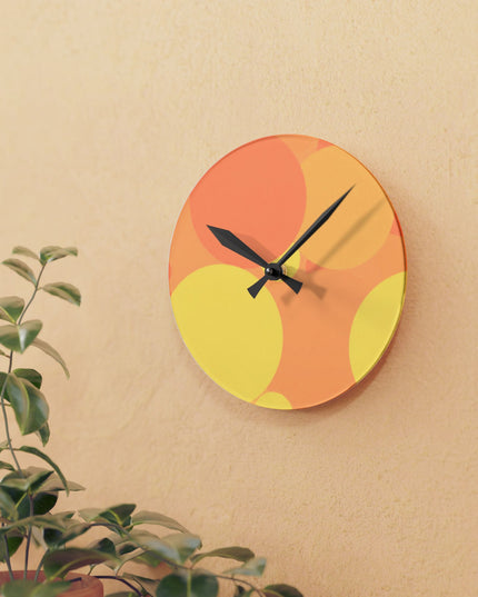 Pastel Bright Oranges Patches Acrylic Round Wall Clock, 8" x 8"