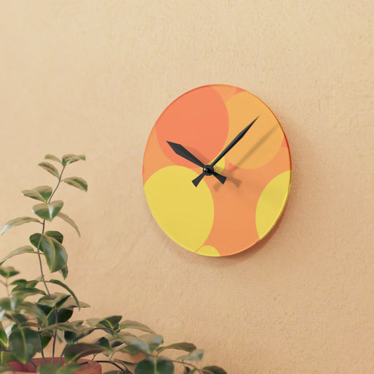 Pastel Bright Oranges Patches Acrylic Round Wall Clock, 8" x 8"