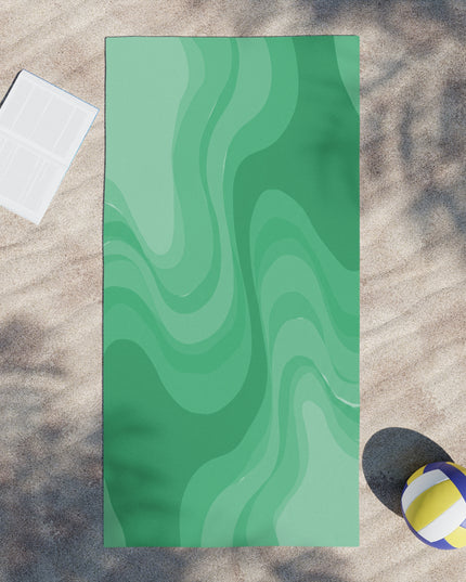 Mint Green Wavey Beach Towel, 30" x 60"
