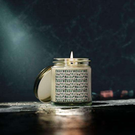 Mini Vintage Green Trees Scented Candles, Coconut Apricot Wax (4oz)