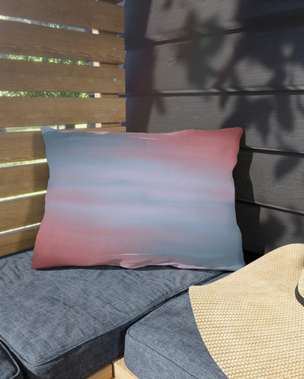 Gray Sea Pink Fog 20" x 14" Outdoor Pillow