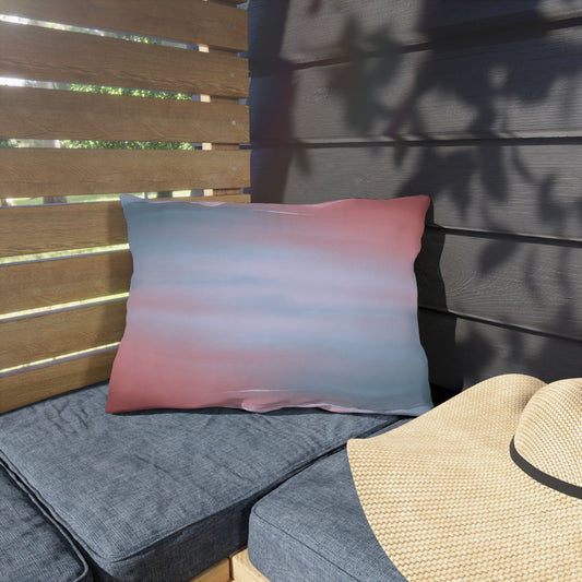 Gray Sea Pink Fog 20" x 14" Outdoor Pillow
