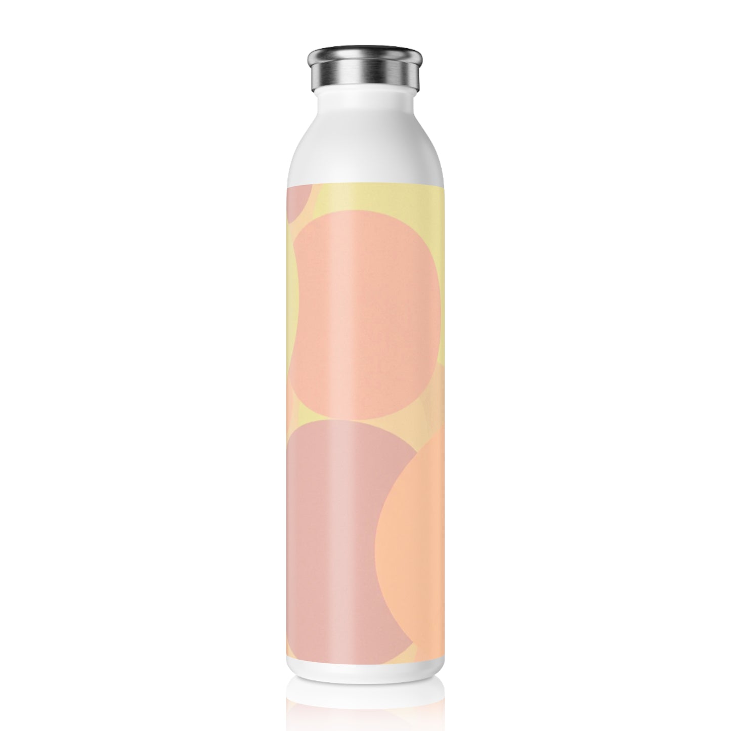 Pastel Hot Peach Patches Slim Water Bottle, 20 oz White
