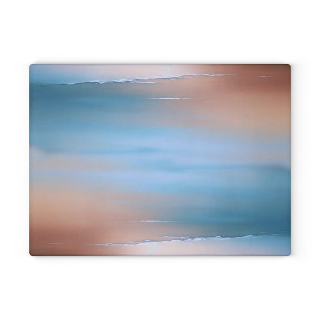 Blue Sea Peach Fog Glass Cutting Board, 11" x 15"