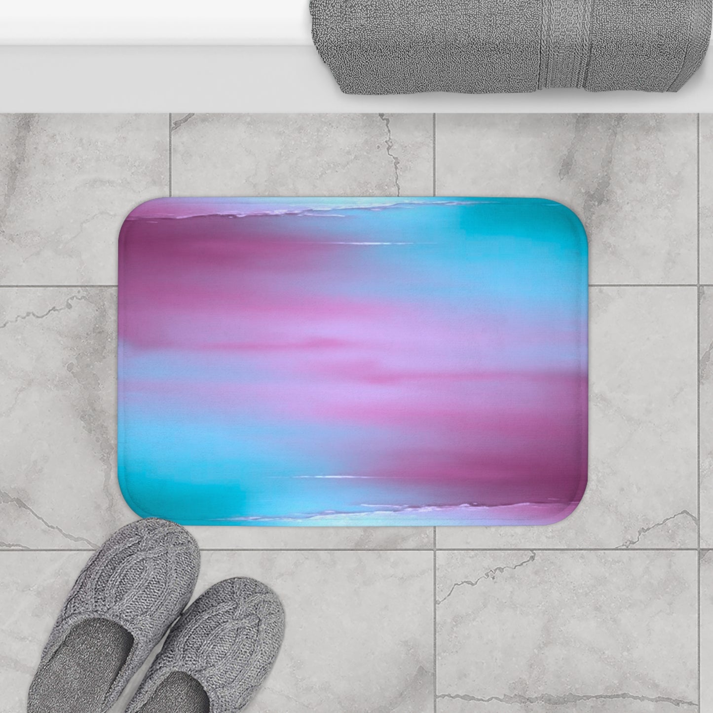 Wine Sea Blue Fog 24" x 17" Bath Mat