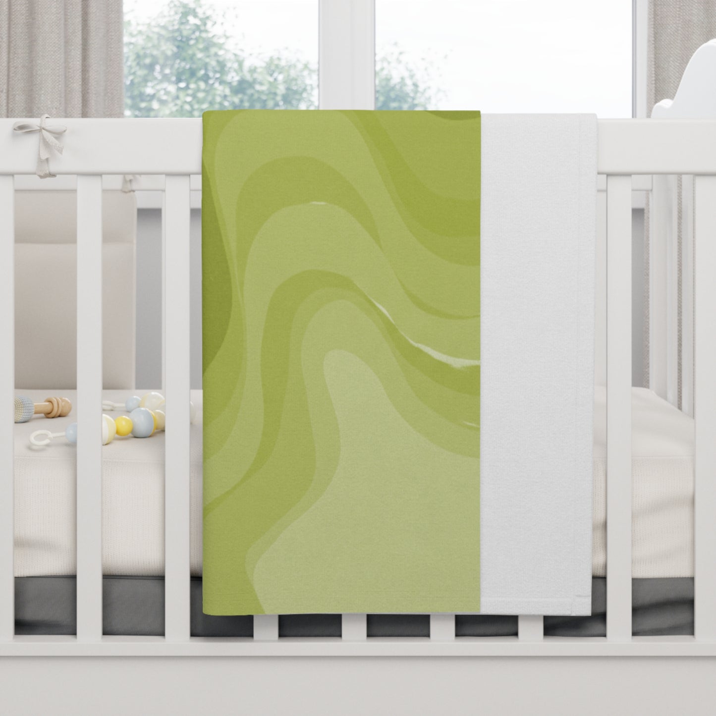 Lemon Wavey Soft Fleece Baby Blanket, 30" x 40"