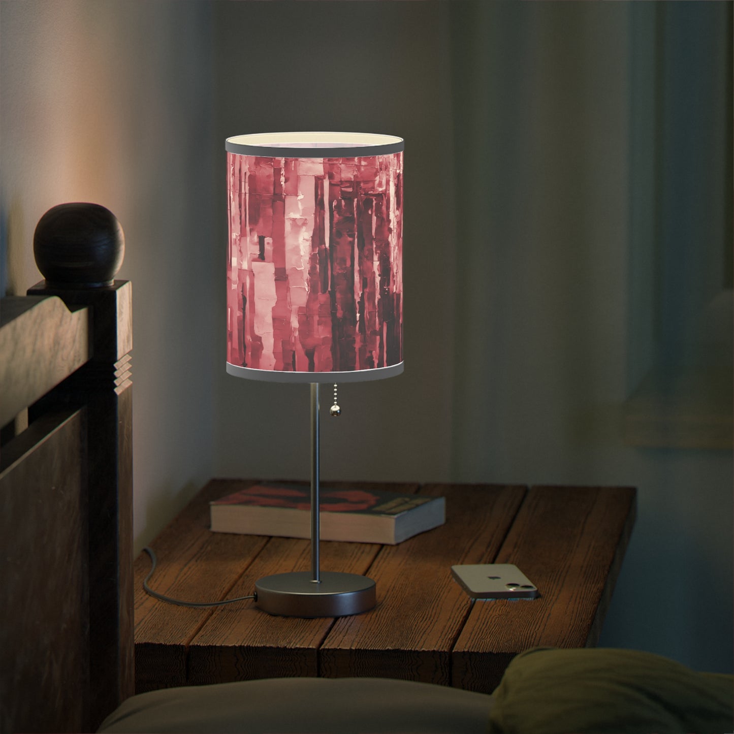 Striped Ruby Table Lamp on a White or Silver Stand, US|CA plug