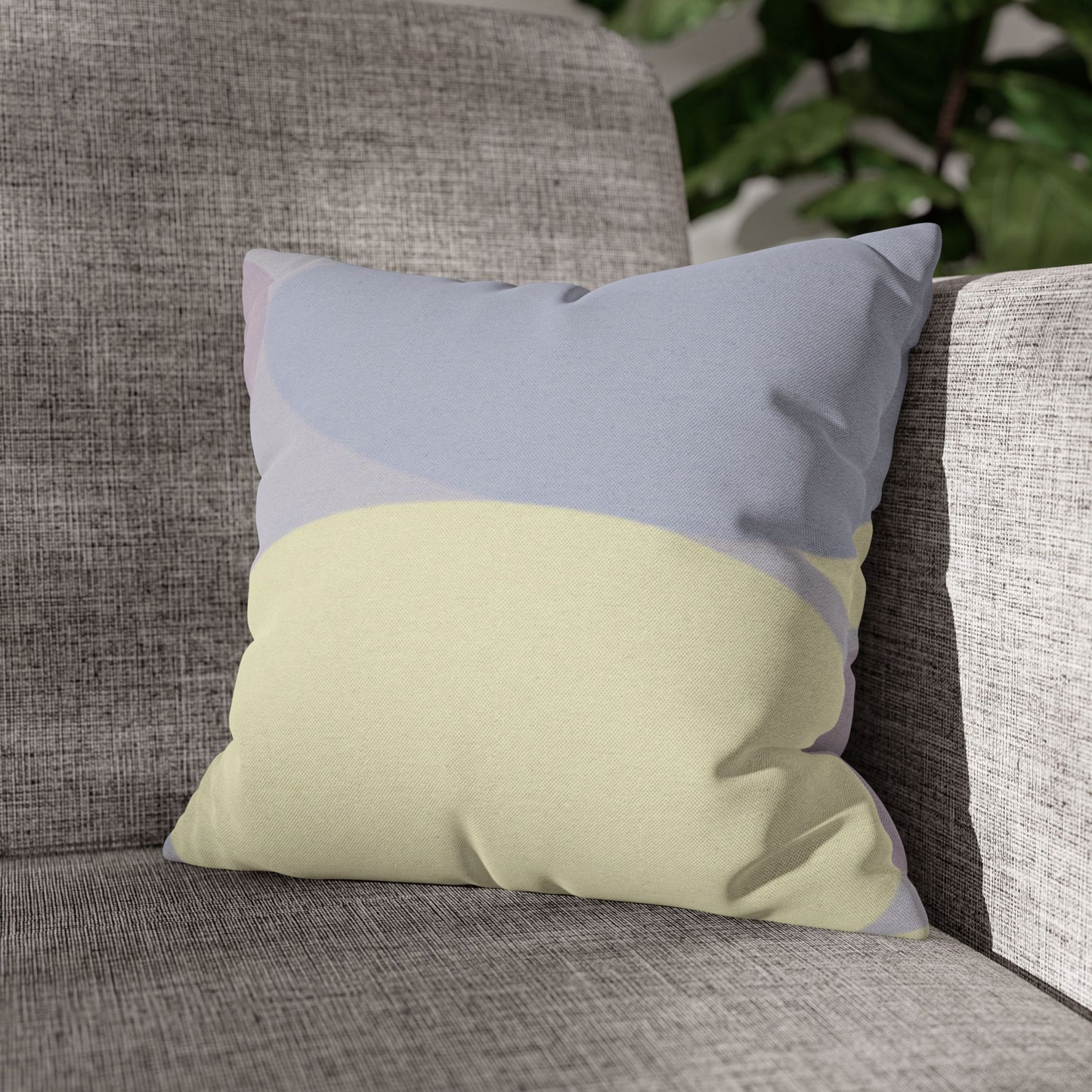 Pastel Soft Blue and Soft White Patches Spun Polyester Square Pillowcase, 14" x 14"