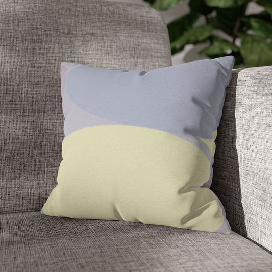 Pastel Soft Blue and Soft White Patches Spun Polyester Square Pillowcase, 14" x 14"