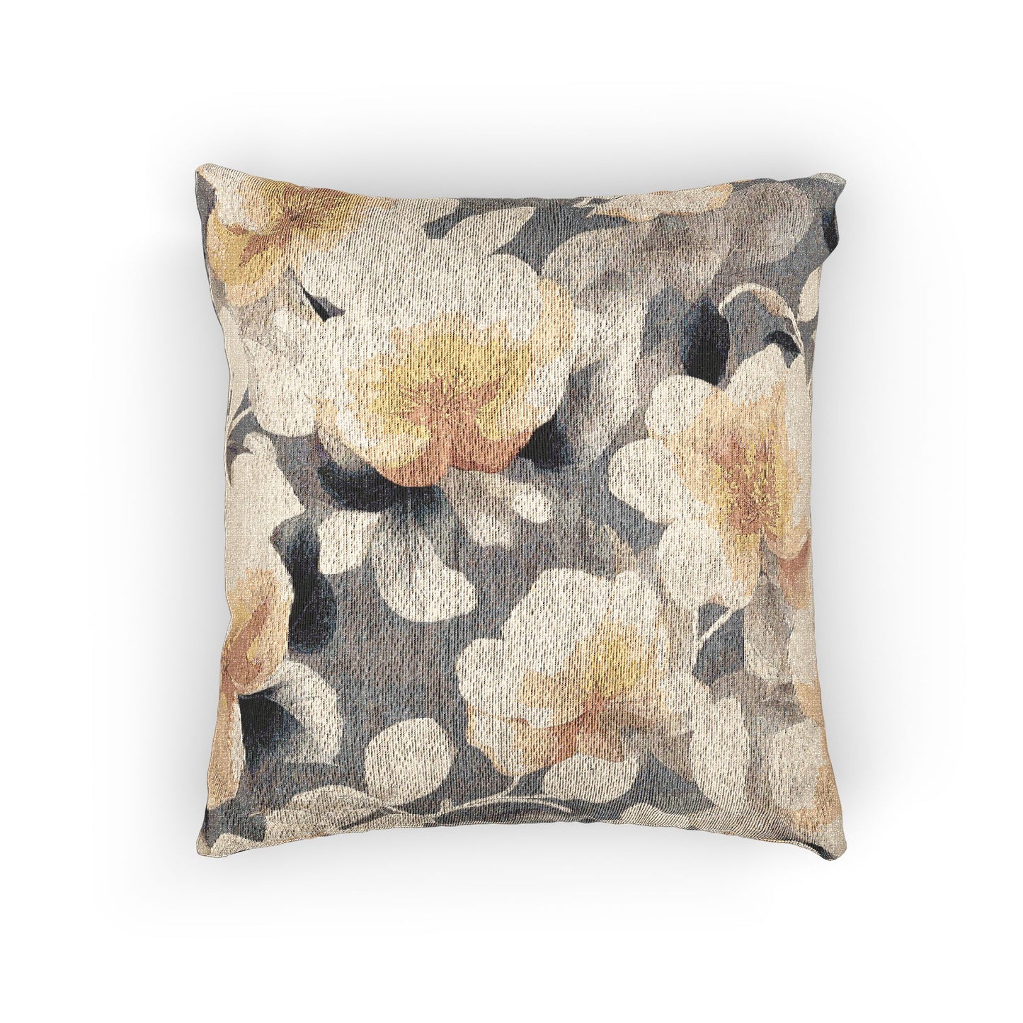 Light Orange Florals Woven Pillow, 17" x 18"