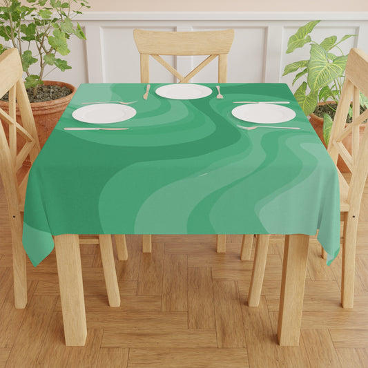 Mint Green Wavey Tablecloth, 55" x 55"