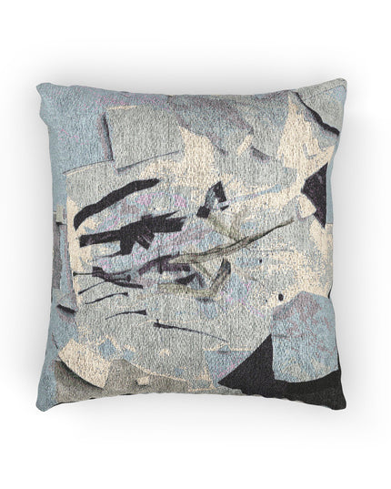 Sheer Blue Gray Paper Paint Woven Pillow, 17" x 18"