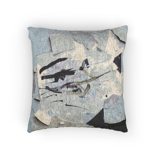 Sheer Blue Gray Paper Paint Woven Pillow, 17" x 18"