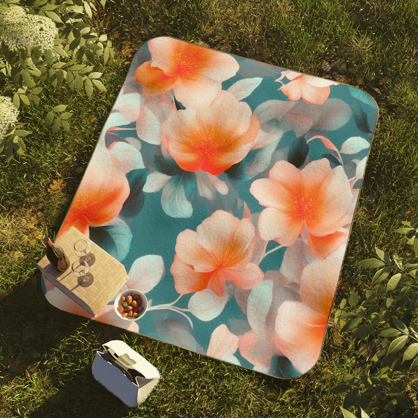 Orange Blossom Floral Bunch 61" × 51" Picnic Blanket