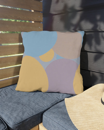 Pastel Baby Blue and Peach Patches 18" x 18" Outdoor Pillows