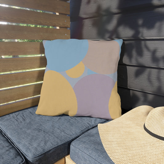 Pastel Baby Blue and Peach Patches 18" x 18" Outdoor Pillows